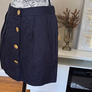 Navy Button-Front Women's Skirt